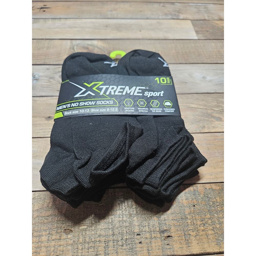 Xtreme Mens No Show Socks 10-13 Black